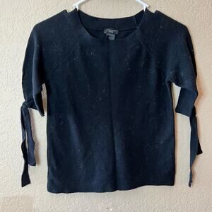 NWOT: Ann Taylor - Black Short Seeve Knit Shirt With Ties - Size: XSP